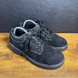 Skechers Jammers Vintage 90s Y2K Chunky Black Suede Platform Shoes Sz 10